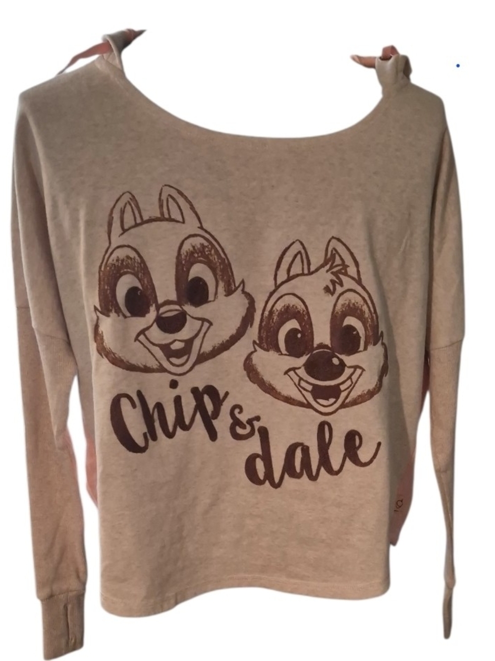Disney Chip & Dale Long Sleeve Hoodie Top - Cream & Apricot